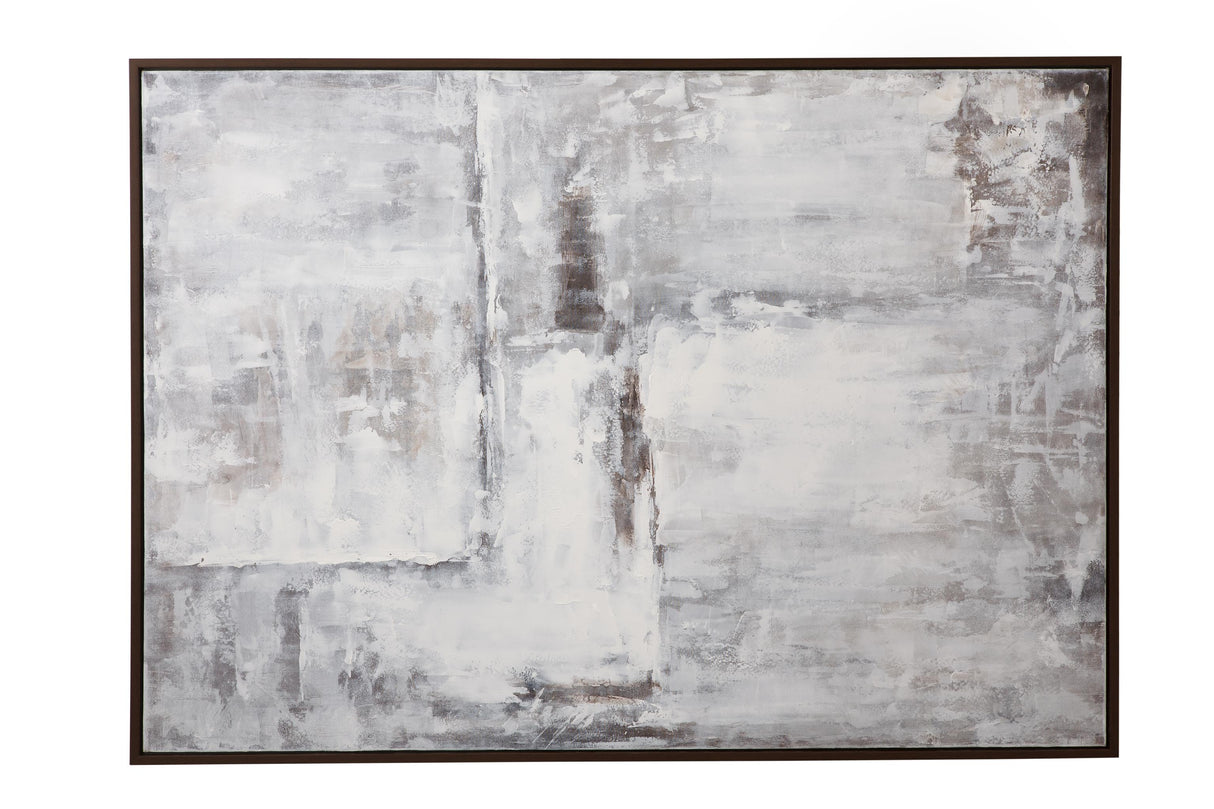 Bassett Light Gray, Dark Gray, Greige, White, Brown Frame Triad Framed Canvas