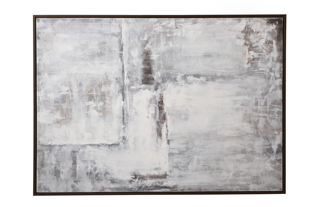 Bassett Light Gray, Dark Gray, Greige, White, Brown Frame Triad Framed Canvas