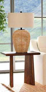 Bassett Antique Natural Mango Wood with Sandblasting Lasso Sq End Table