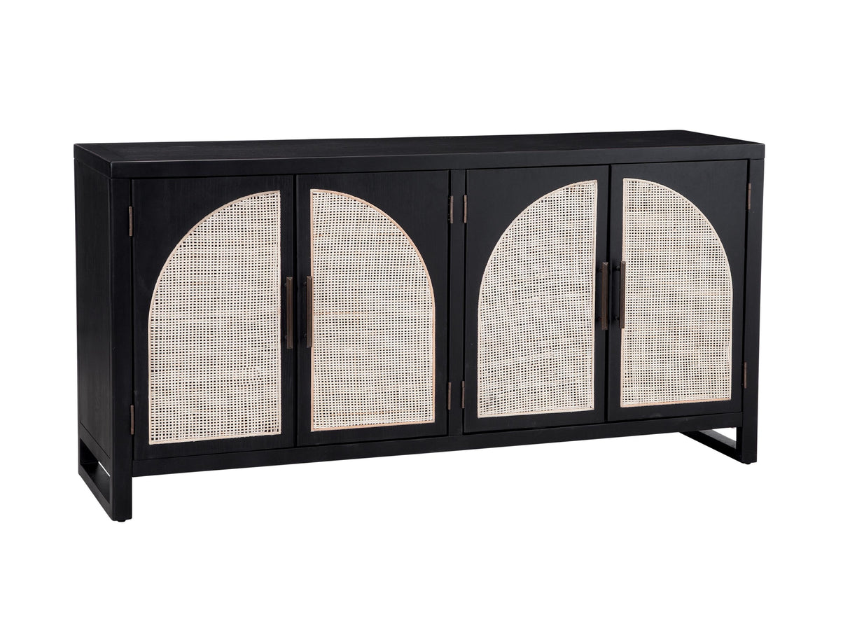 Bassett Matte Black Oak with Natural Box Weave Cane Ashton Server