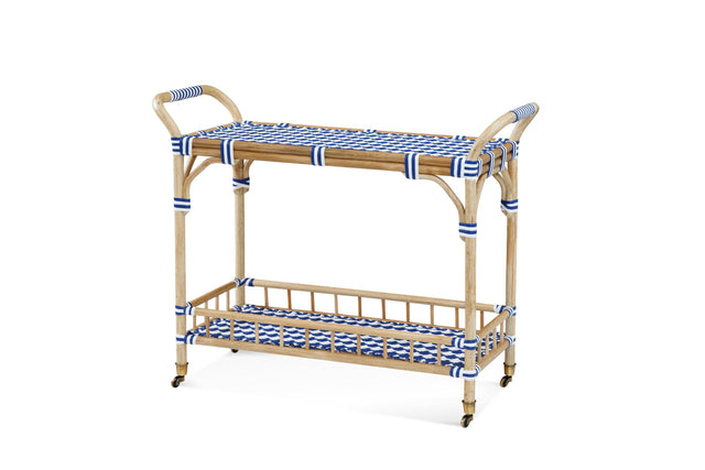 Bassett Natural/blue & white Ventana Bar Cart