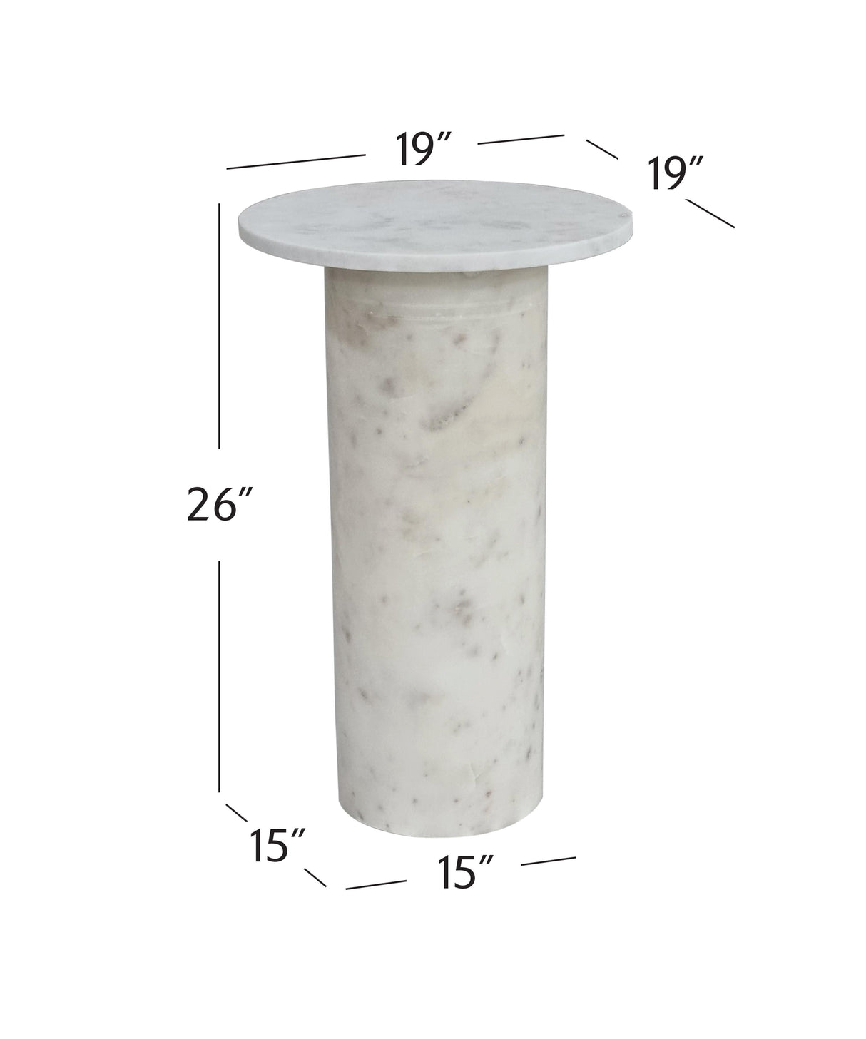 Bassett White Marble Claude White Accent Table