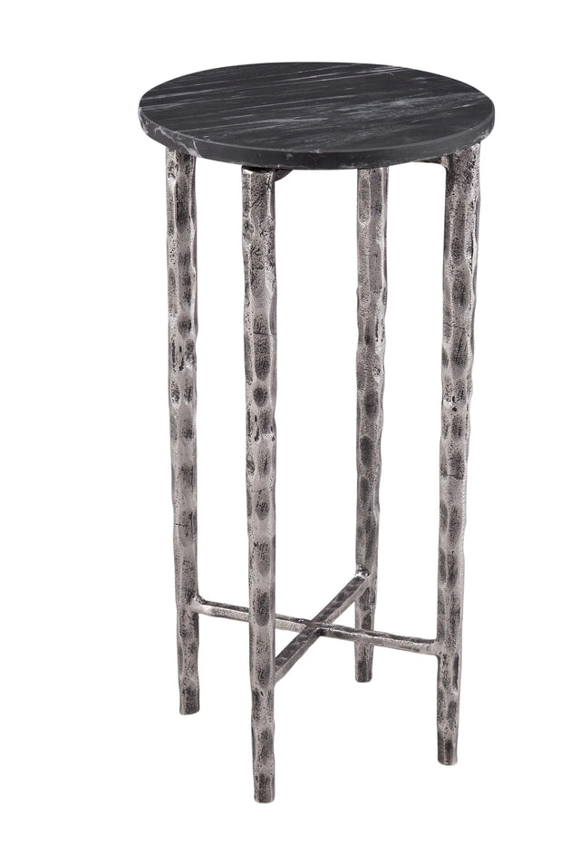 Bassett Silver/ Black Marble Mendez Accent Table
