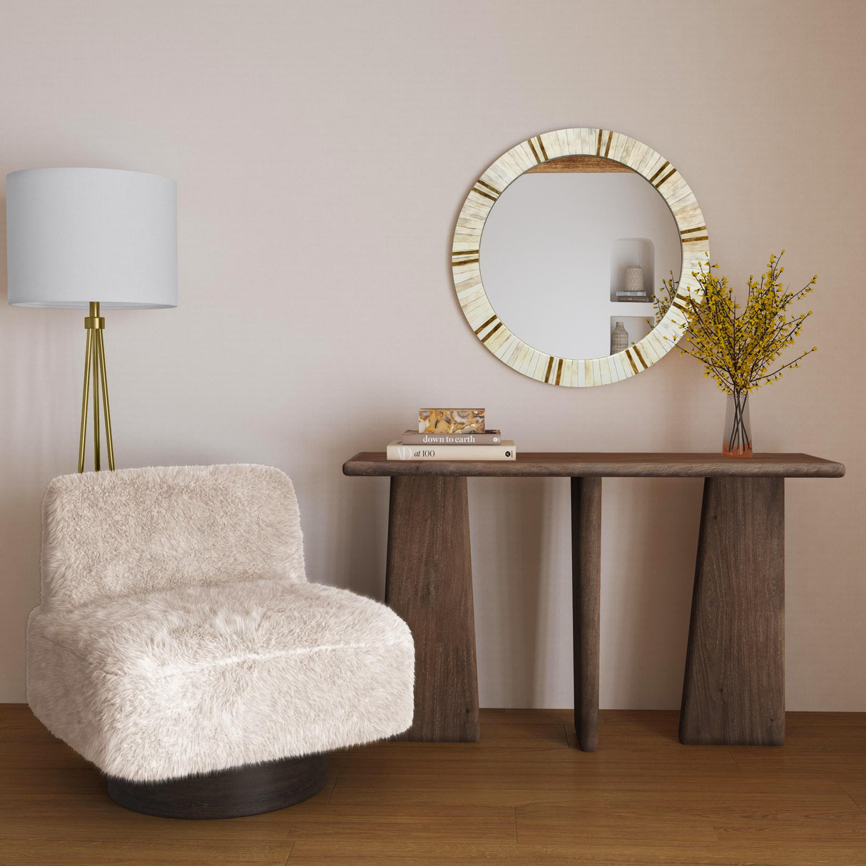 Bassett Beige Amaya Swivel Accent Chair