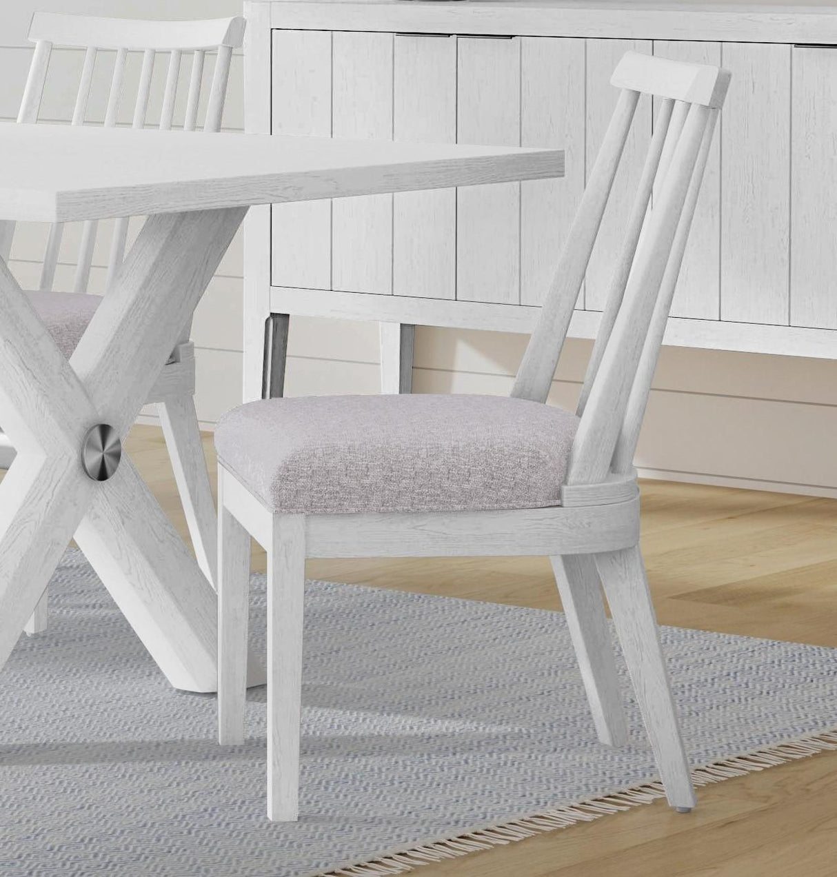 Bassett Bright White Oak/Brushed Nickel Nadine Dining Chair Set of 2