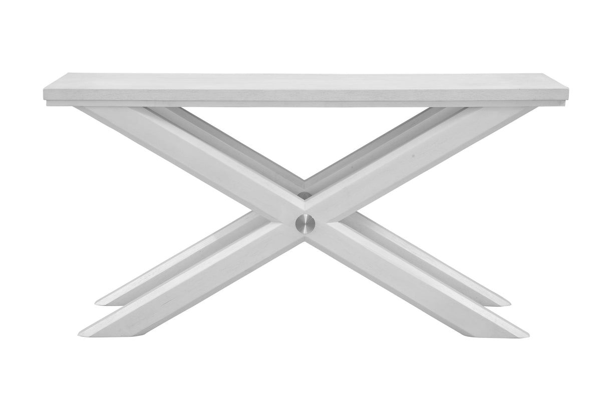 Bassett Bright White Oak/Brushed Nickel Nadine Console Table