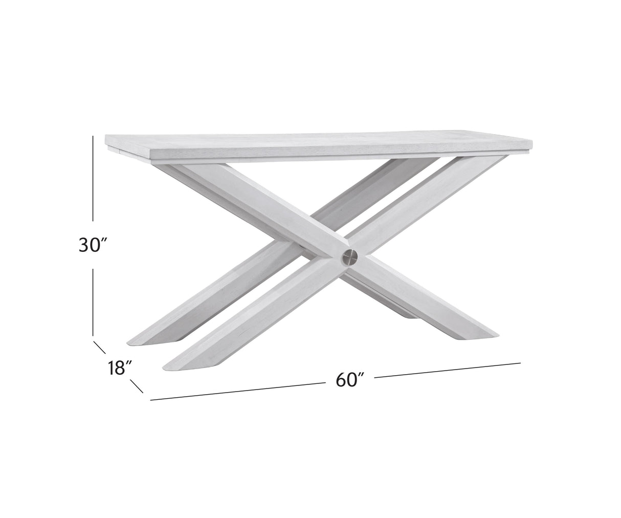 Bassett Bright White Oak/Brushed Nickel Nadine Console Table