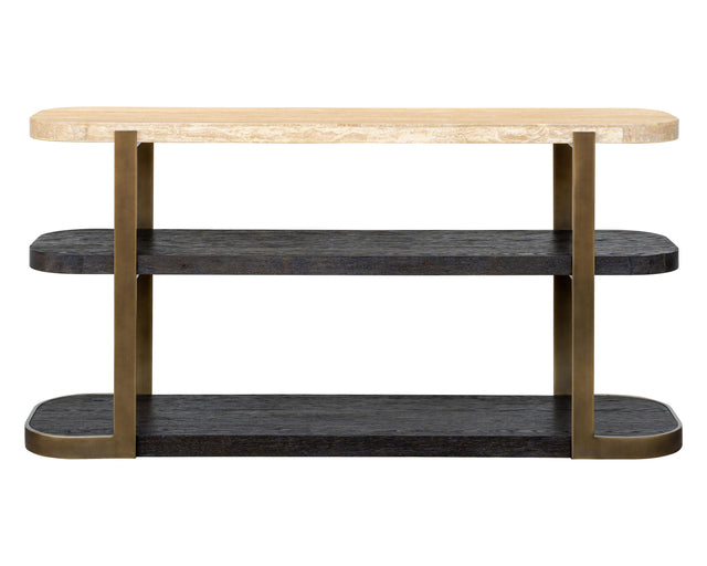 Bassett Brze Metal Frame W Trvertne & Esprso Avalon Console Table