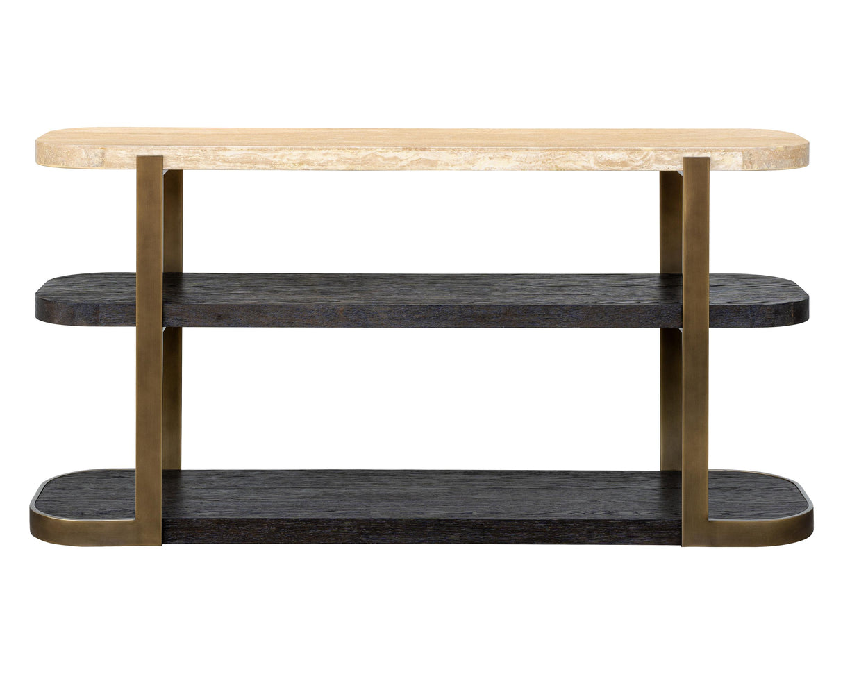 Bassett Brze Metal Frame W Trvertne & Esprso Avalon Console Table