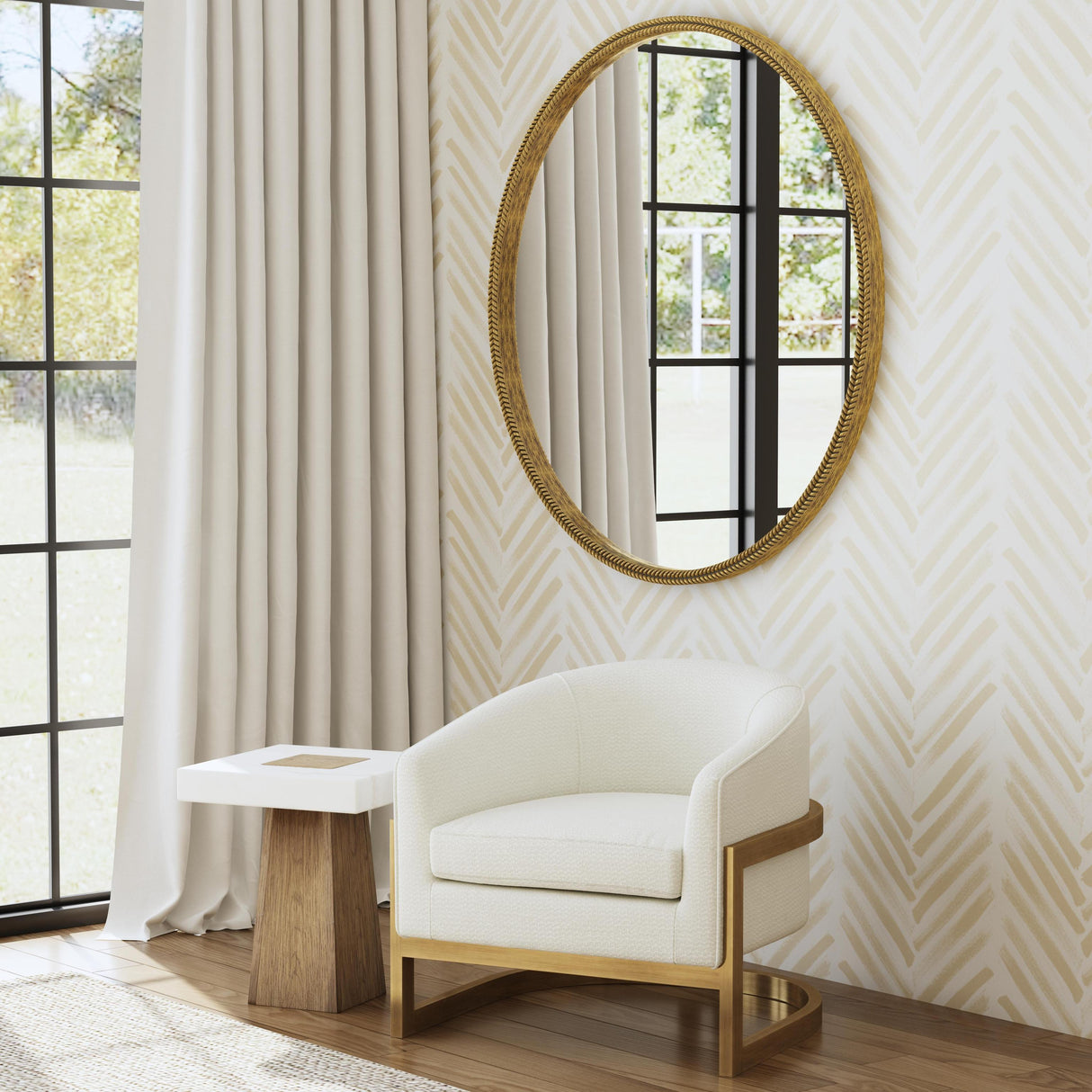 Bassett Ivory / Brushed Gold Frame Neve Accent Chair
