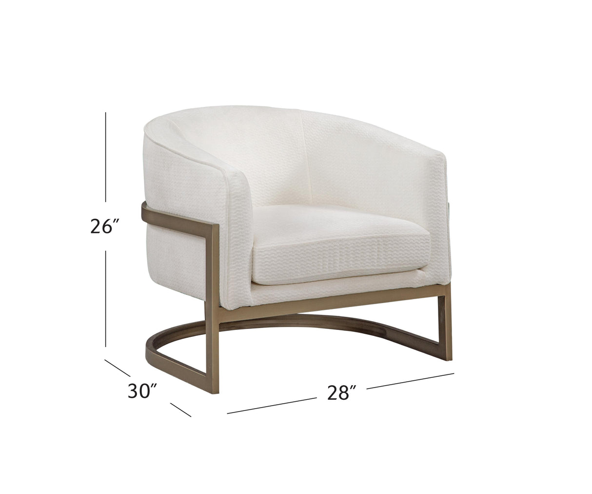 Bassett Ivory / Brushed Gold Frame Neve Accent Chair