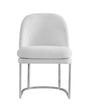 Bassett Bone Fabric /Brushed SIlver Metal Pearl Dining Chair