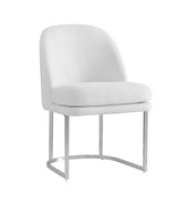 Bassett Bone Fabric /Brushed SIlver Metal Pearl Dining Chair