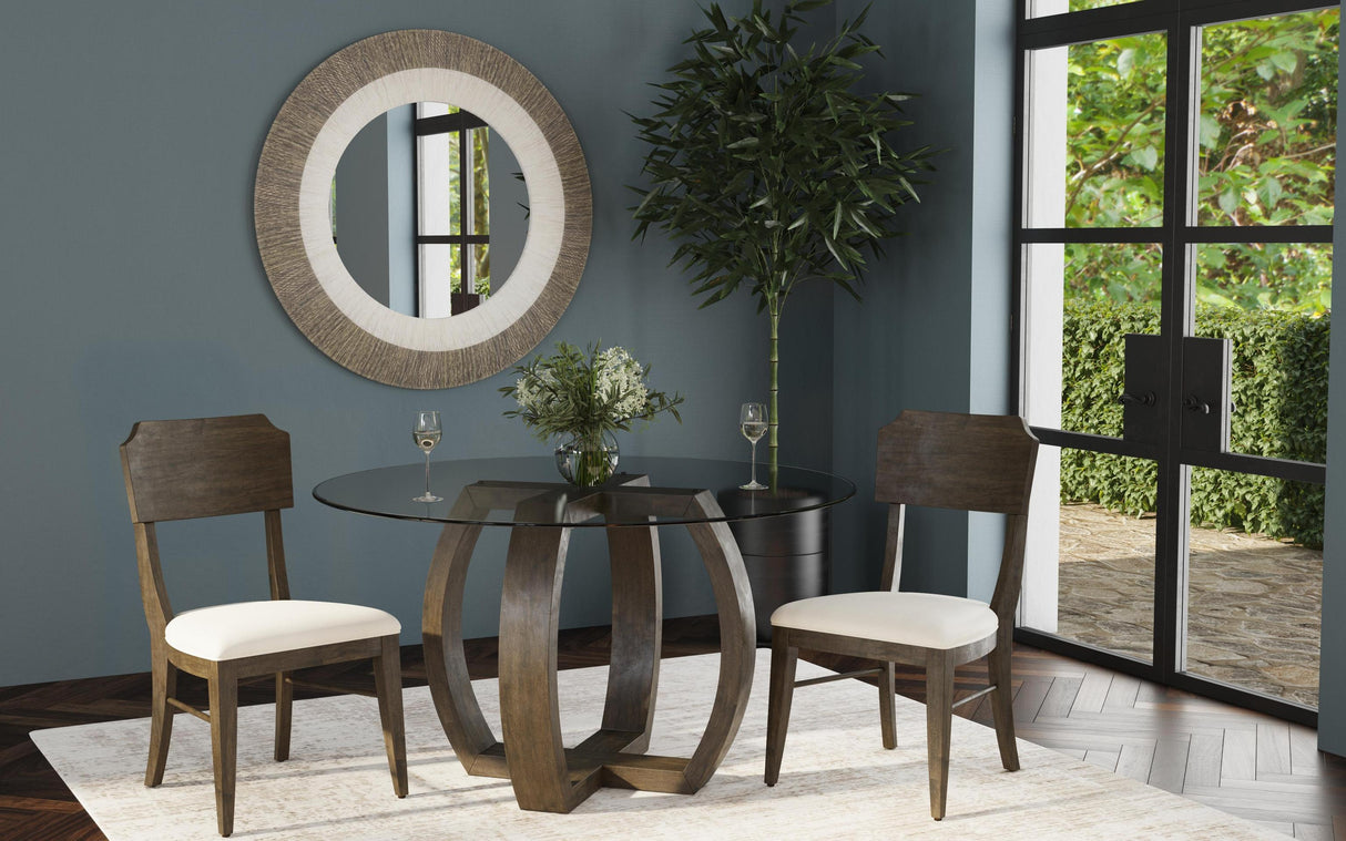 Bassett Bone Fabric /Brushed SIlver Metal Pearl Dining Chair