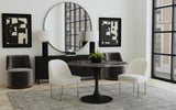 Bassett Bone Fabric /Brushed SIlver Metal Pearl Dining Chair