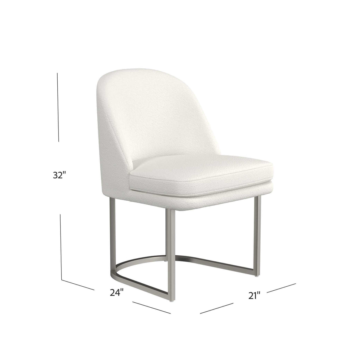 Bassett Bone Fabric /Brushed SIlver Metal Pearl Dining Chair