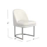 Bassett Bone Fabric /Brushed SIlver Metal Pearl Dining Chair