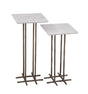 Bassett Antique Brass White Marble Xavier Accent Table 2 Piece Set