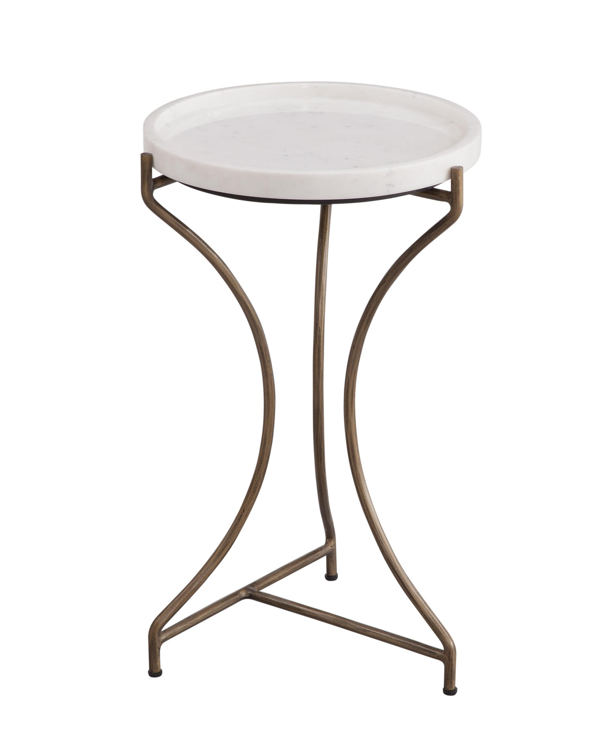 Bassett Antique Brass and White Marble McGowan Accent Table
