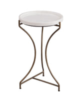 Bassett Antique Brass and White Marble McGowan Accent Table