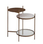Bassett Brushed Gold White Marble Tempered Glass Felicity Accent Table