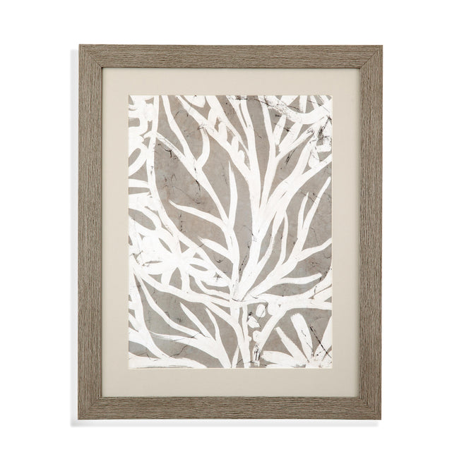 Bassett Rustic Gray Frame Mudcloth Foliage II Framed Print