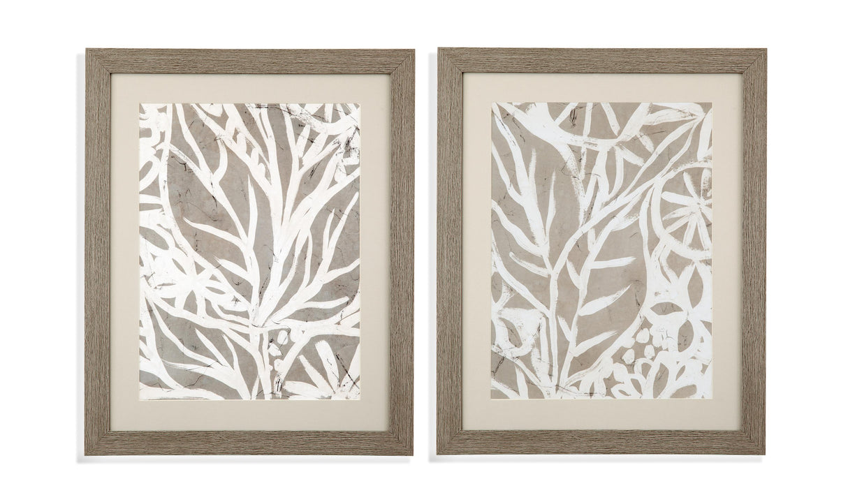 Bassett Rustic Gray Frame Mudcloth Foliage II Framed Print