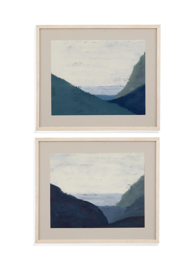 Bassett Distressed White Frame Muted Coast Framed Print Set of 2