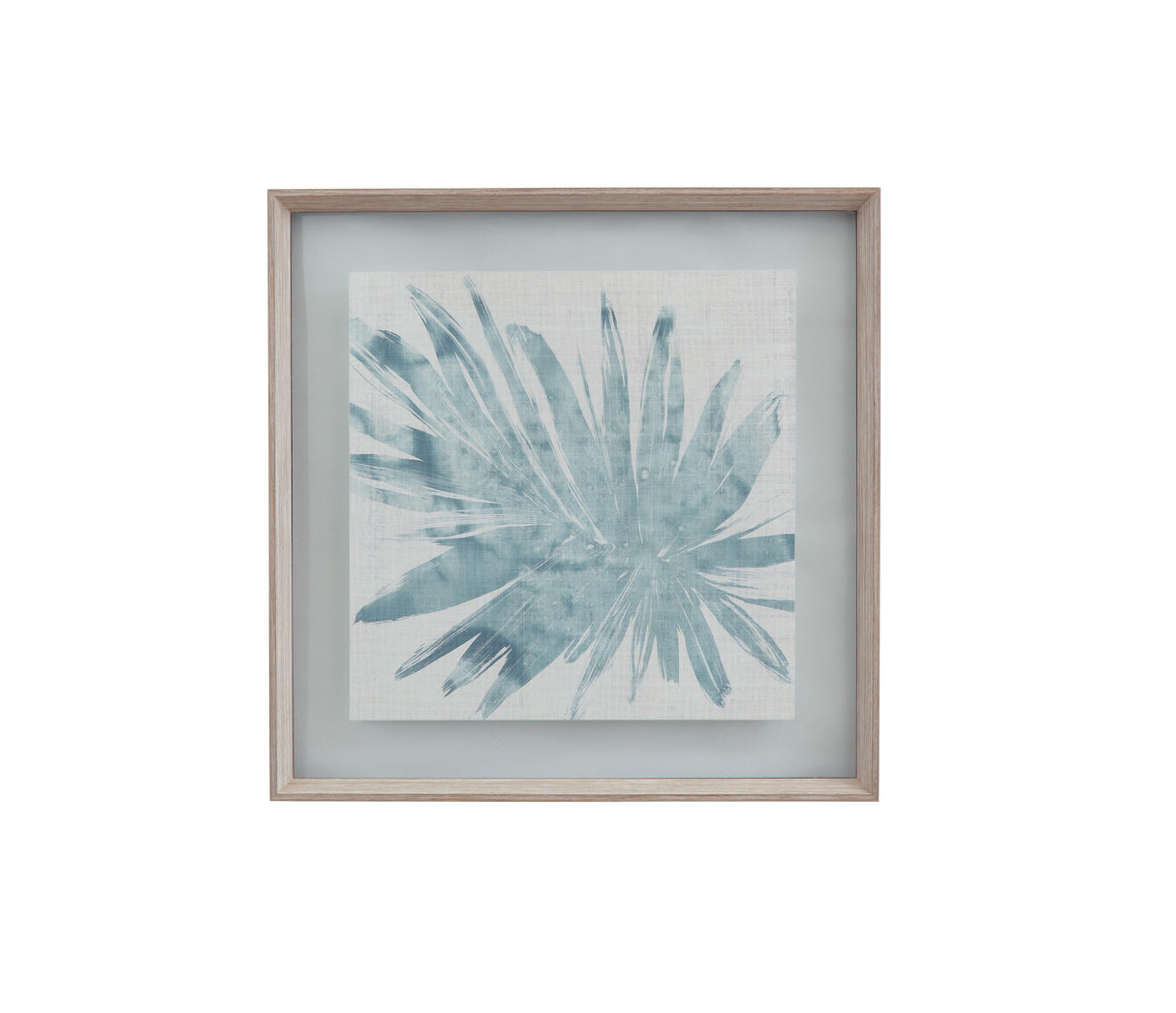 Bassett Weathered White Frame Burlap Ocean Palm II Framed Print