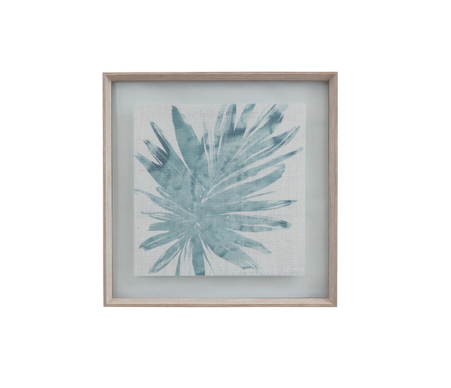 Bassett Weathered White Frame Burlap Ocean Palm III Framed Print