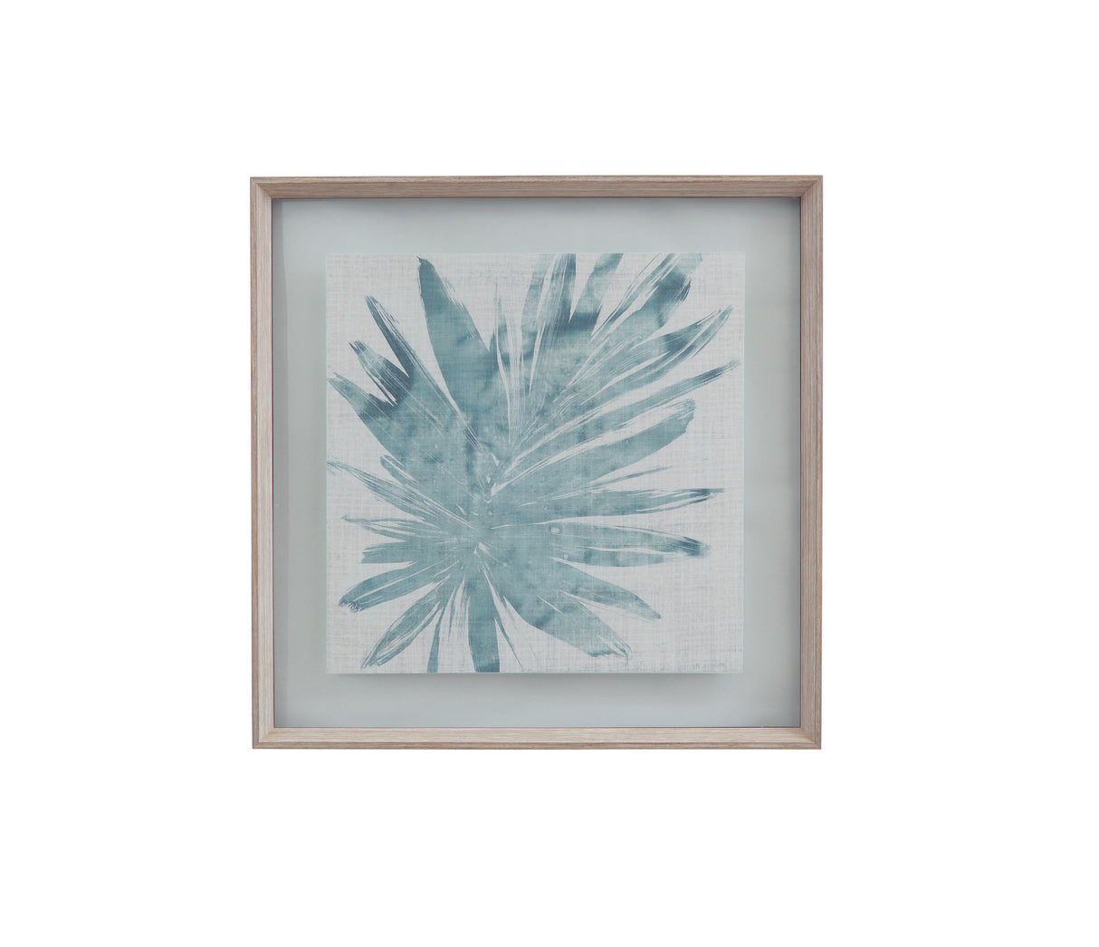 Bassett Weathered White Frame Burlap Ocean Palm III Framed Print