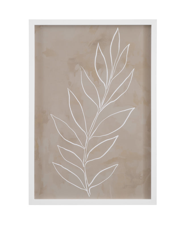 Bassett White Leaf Line Art III Framed Print