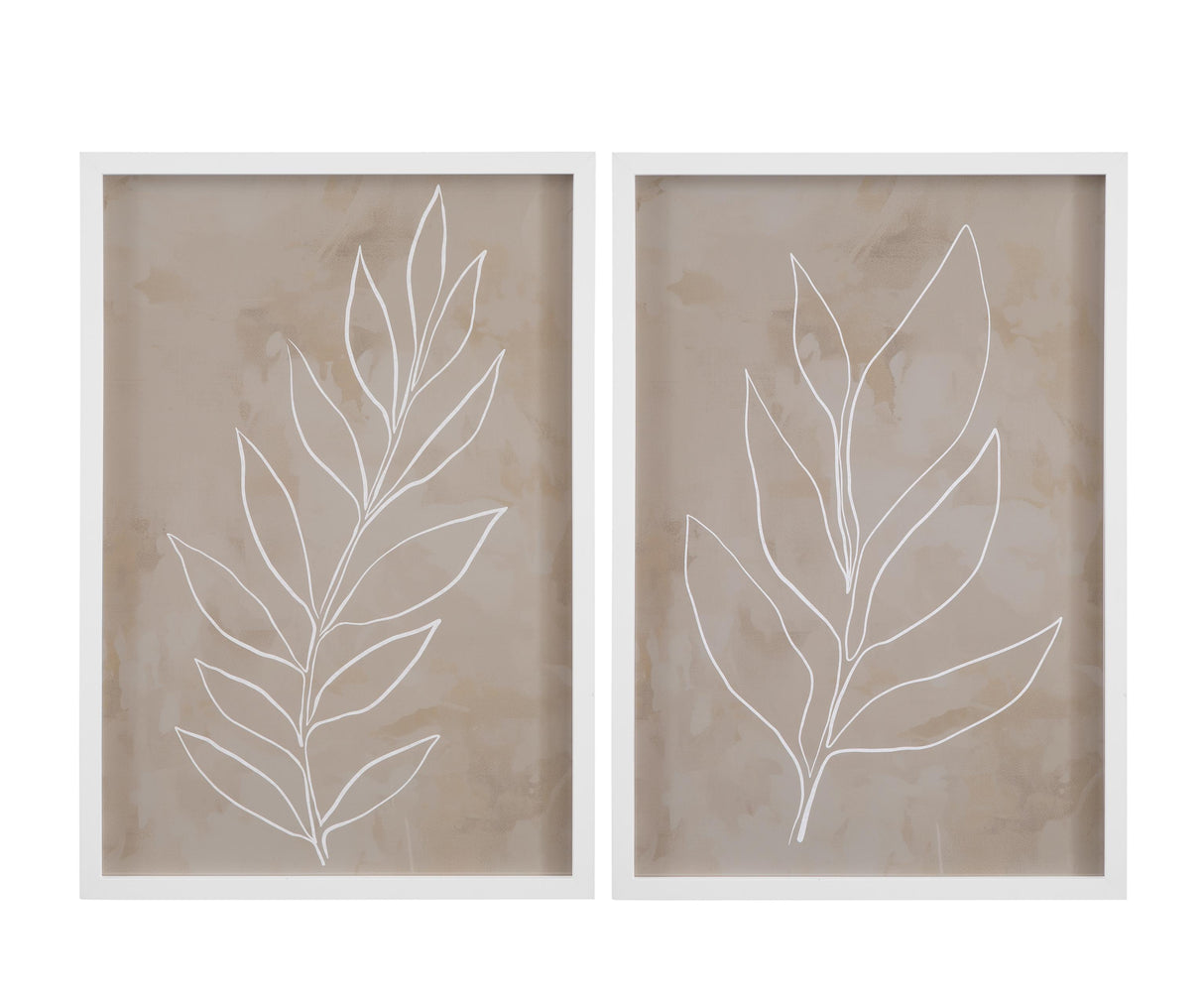 Bassett White Leaf Line Art II Framed Print