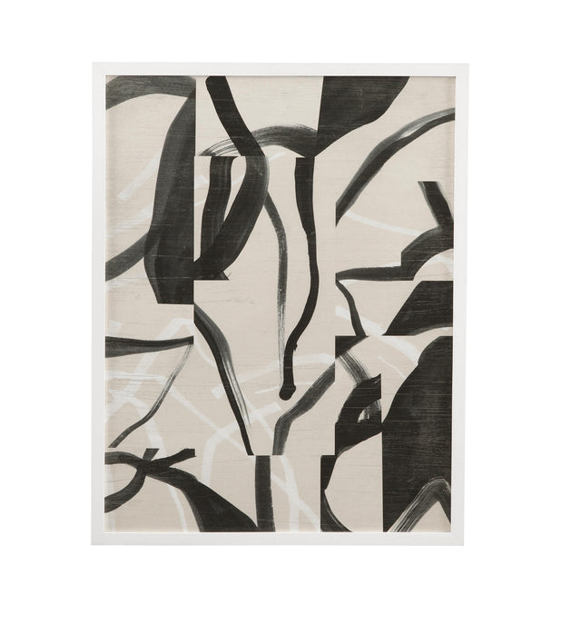 Bassett Gray, Black, Tan, Matte White Frame Ink Maze I Framed Print