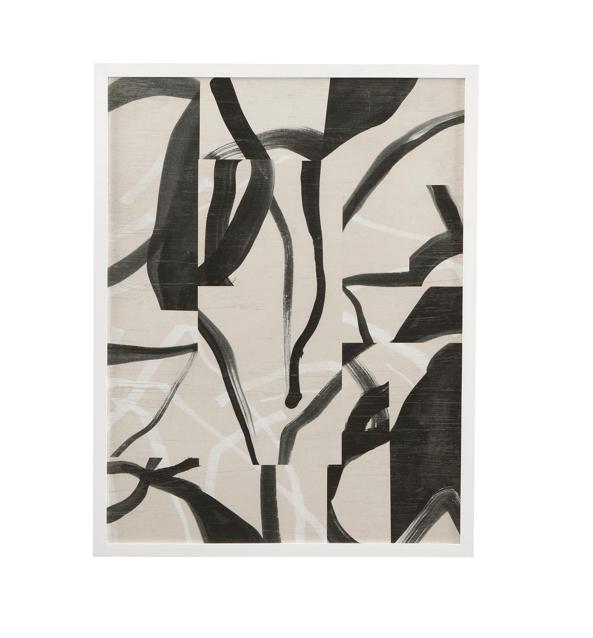Bassett Gray, Black, Tan, Matte White Frame Ink Maze I Framed Print