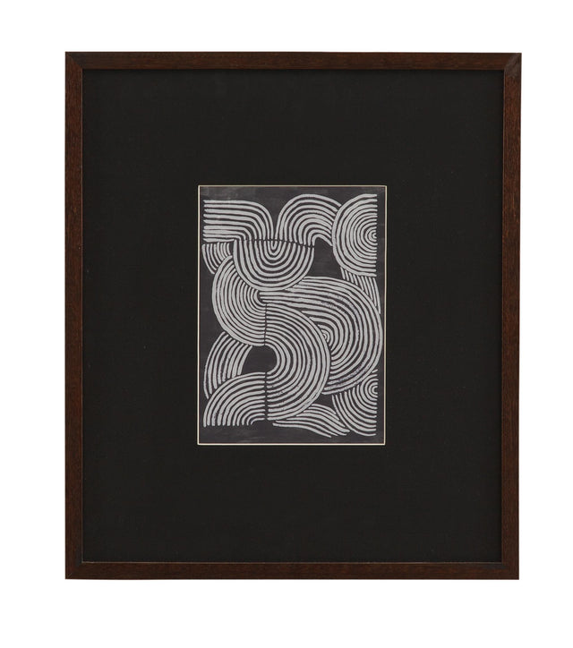 Bassett Black, White, Dark Walnut Neutral Strokes I Framed Print
