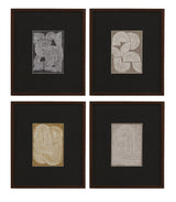 Bassett Black, White, Dark Walnut Neutral Strokes Framed Print s/4