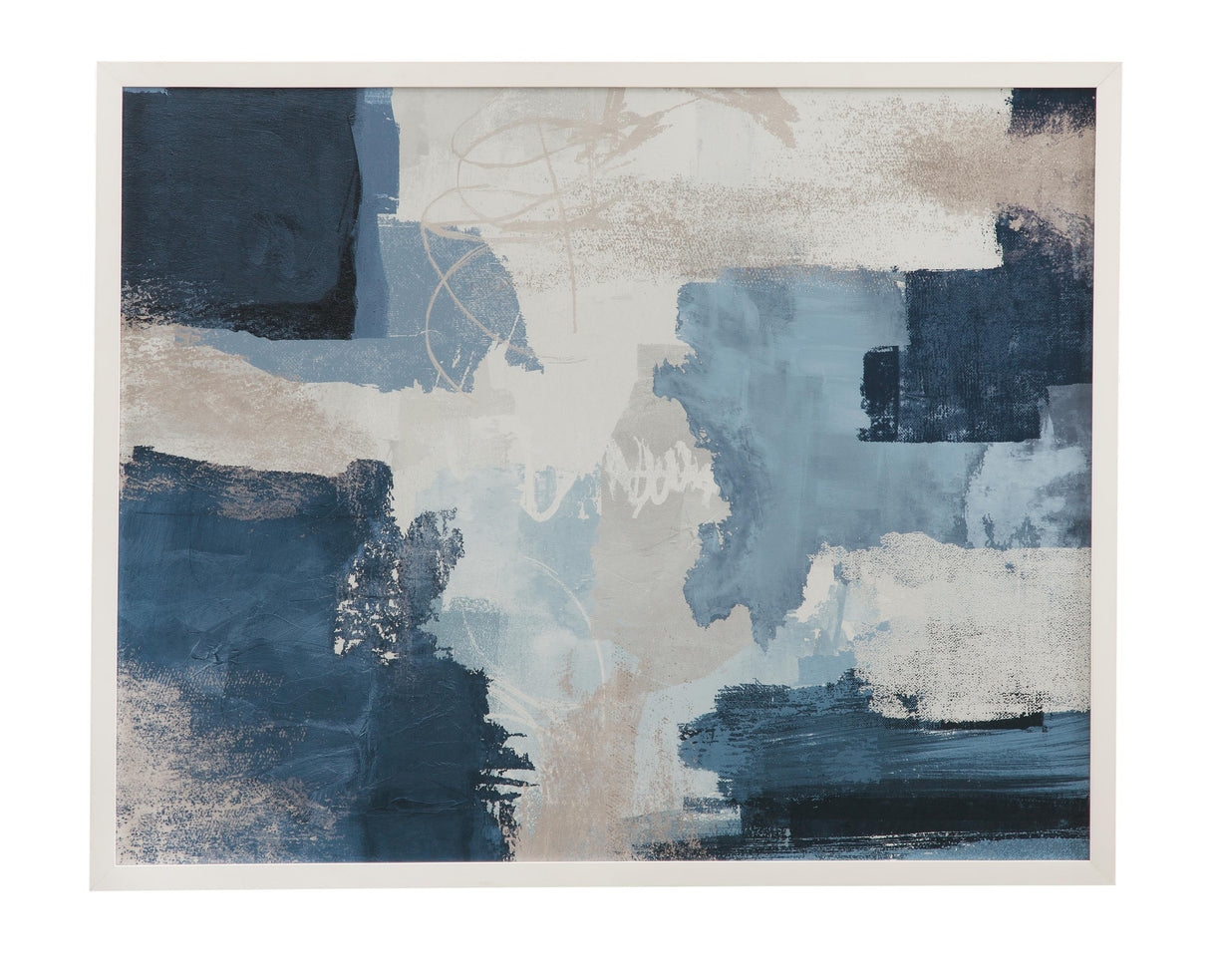 Bassett Blue, White, Gray, Matte White Frame Blue Construction Framed Print