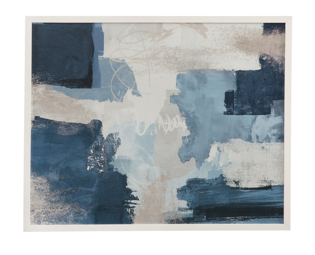 Bassett Blue, White, Gray, Matte White Frame Blue Construction Framed Print