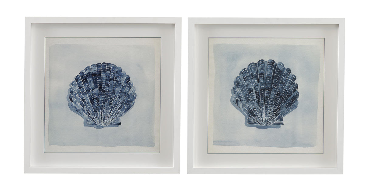 Bassett Blue, White Frame Blue Treasure Framed Print s/2
