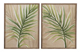 Bassett Green, Tan, Off White, Brown Frame Burlap Palm Frond Framed Print s/2