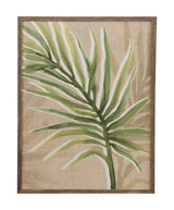 Bassett Green, Tan, Off White, Brown Frame Burlap Palm Frond II Framed Print
