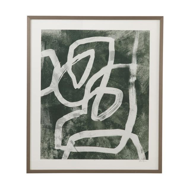 Bassett Green, Off White, Gray, Pewter Frame Chalk Line I Framed Print