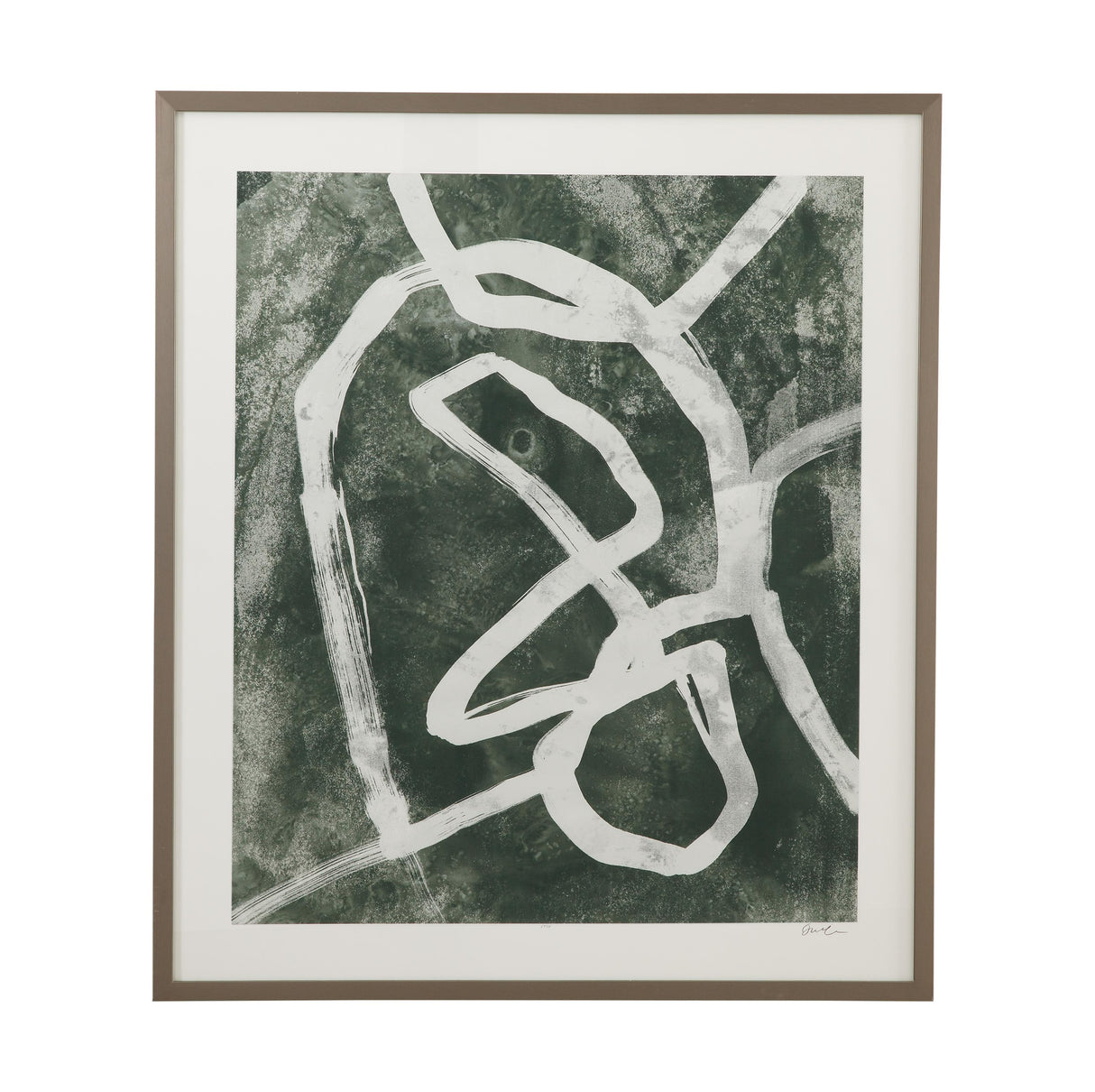 Bassett Green, Off White, Gray, Pewter Frame Chalk Line II Framed Print