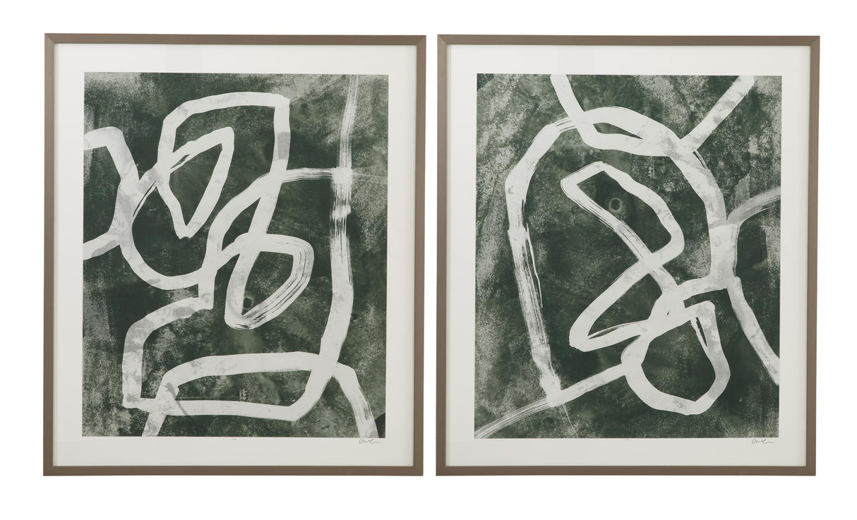 Bassett Green, Off White, Gray, Pewter Frame Chalk Line II Framed Print