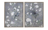 Bassett Blue-Gray, White, Soft Green, Pewter Frame Birds & Blooms I Framed Print