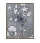 Bassett Blue-Gray, White, Soft Green, Pewter Frame Birds & Blooms II Framed Print