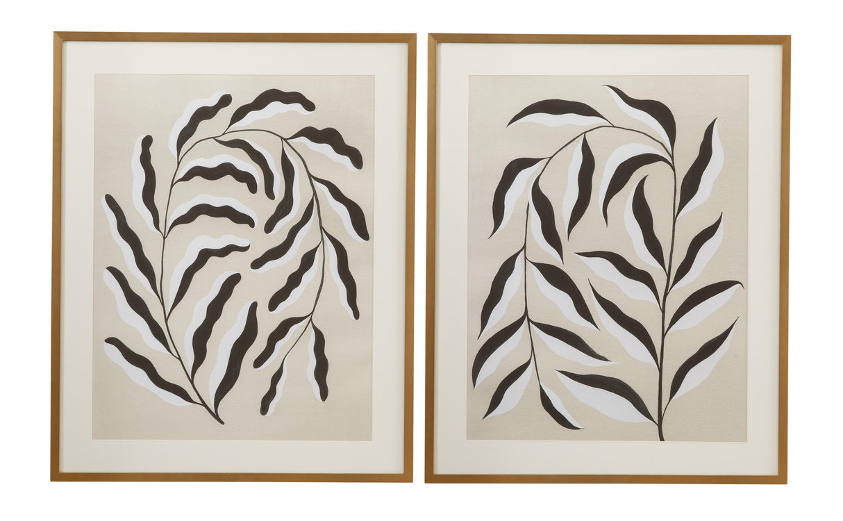 Bassett Black, White, Tan, Gold Frame Emerging Weeds Framed Print s/2