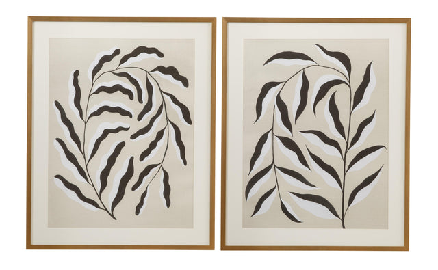 Bassett Black, White, Tan, Gold Frame Emerging Weeds Framed Print s/2