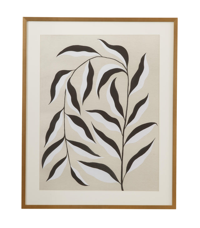 Bassett Black, White, Tan, Gold Frame Emerging Weeds II Framed Print